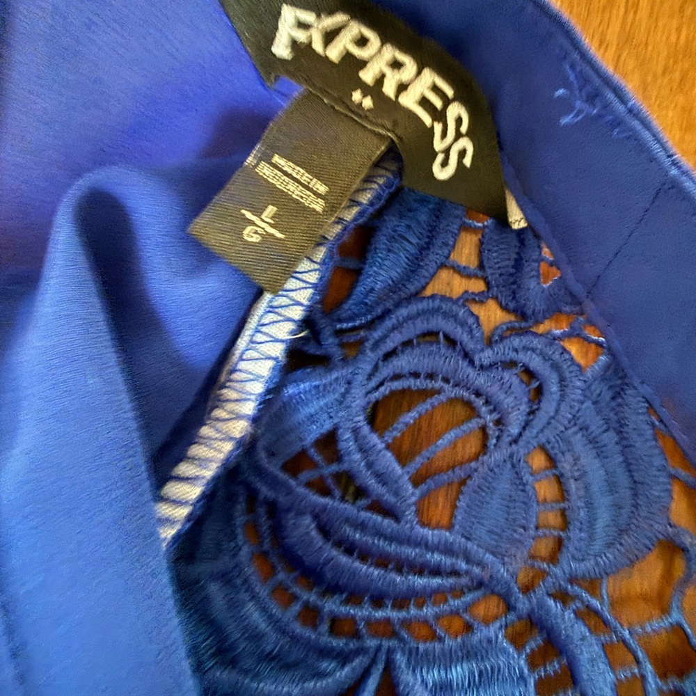 Express Royal Blue Lace Blouse - Picture 2 of 3